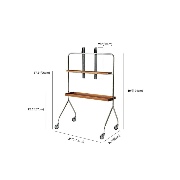 Studio Lima Stainless Steel Wooden Shelf Moving TV Stand