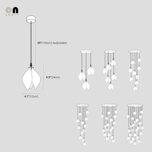 Carl Lighting Ceramic White Magnolia Jade Chandelier