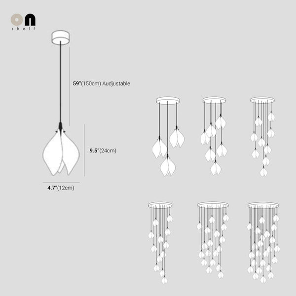 Carl Lighting Ceramic White Magnolia Jade Chandelier
