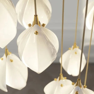 Carl Lighting Ceramic White Magnolia Jade Chandelier