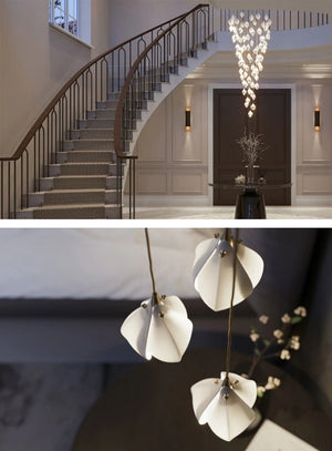 Carl Lighting Ceramic White Magnolia Jade Chandelier