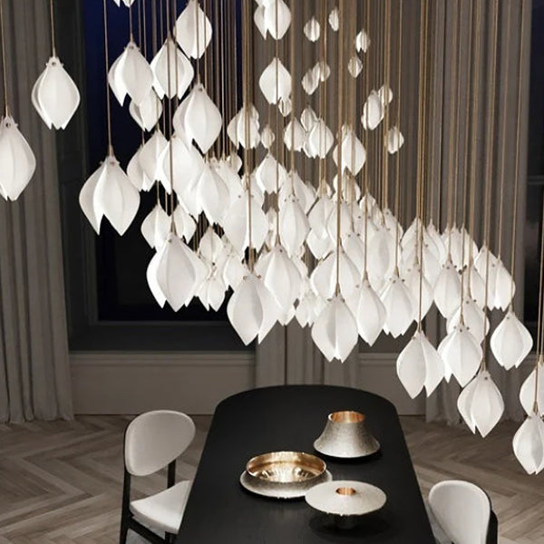 Carl Lighting Ceramic White Magnolia Jade Chandelier