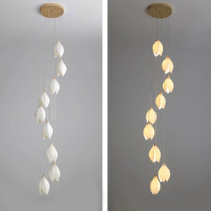 Carl Lighting Ceramic White Magnolia Jade Chandelier