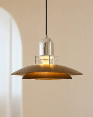 Carl Lighting UFO Walnut Layered Pendant Ceiling Light