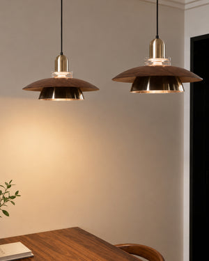 Carl Lighting UFO Walnut Layered Pendant Ceiling Light