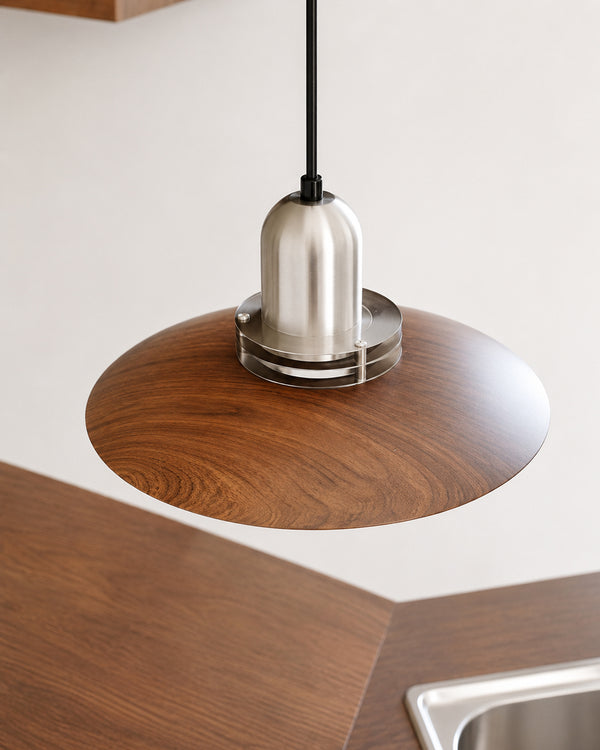 Carl Lighting UFO Walnut Layered Pendant Ceiling Light