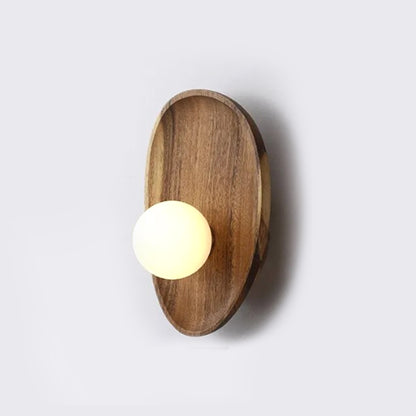 Japanese Style Solid Wooden Plate Wall Fixture Lamp