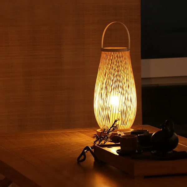 Vintage Wicker Bamboo Table Lamp