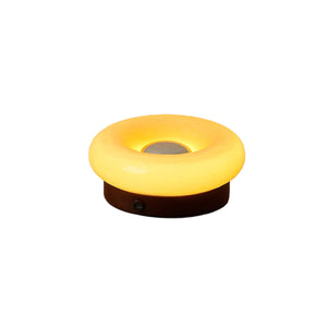 Solid Wood Base Ambient Donut Touch Table Lamp