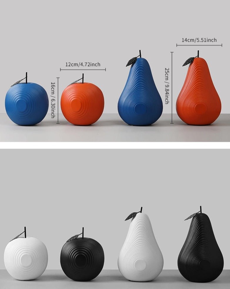 3D Texture Fruit Apple & Pear Sculpture - OnShelf