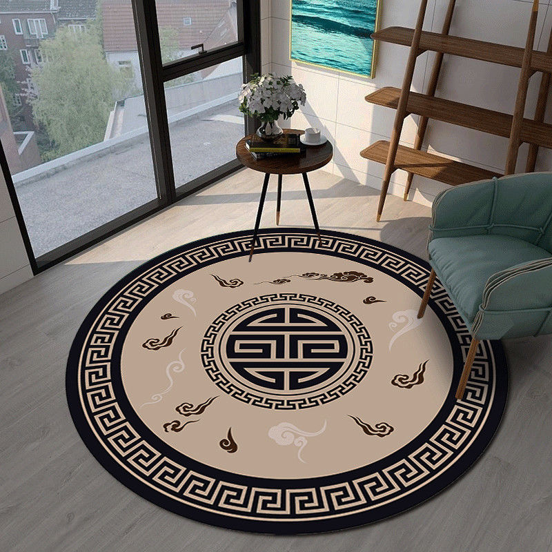 Round Abstract Chair Mat Rug
