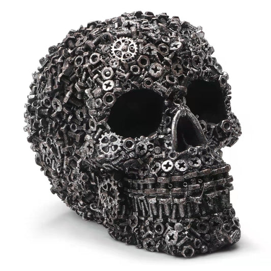 Screw Gear Mechanical Resin Skull Sculpture
