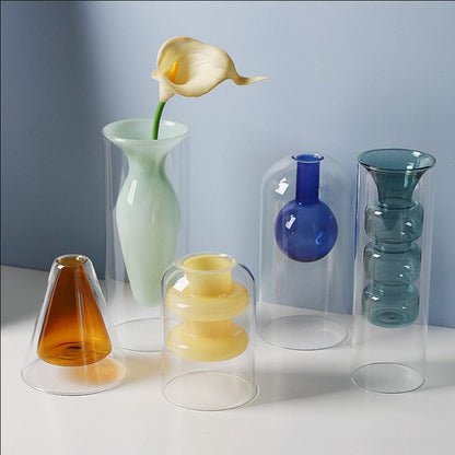 Double Glass Hydroponic Plant Vase