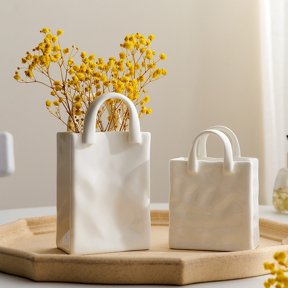 Ceramic Shopping Bag Shape Vase