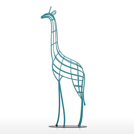 Blue Giraffe Wired Metal Statue - OnShelf